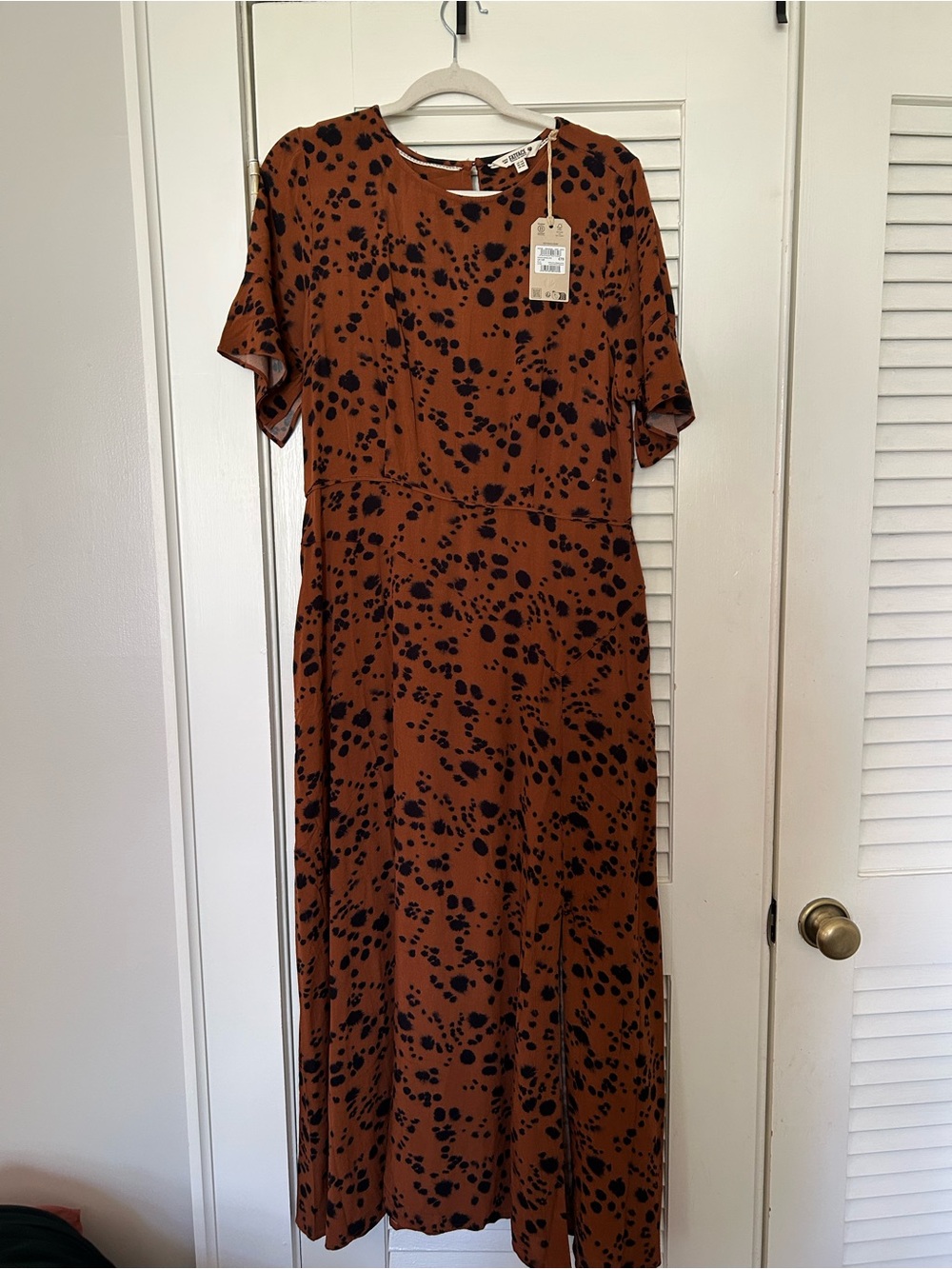 Fat Face Winona Tan Brown Animal Spot Midi Dress